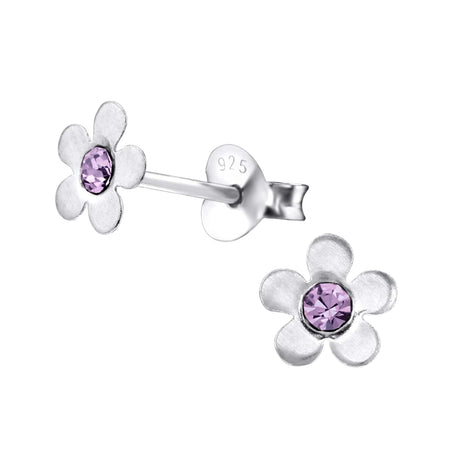 Children's Sterling Silver 'September Birthstone Solid Flower' Stud Earrings