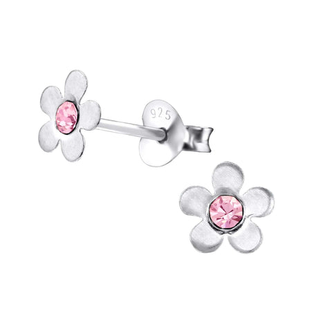 Children's Sterling Silver 'November Birthstone Solid Flower' Stud Earrings