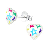 Children's Sterling Silver 'Stars on Hearts' Stud Earrings