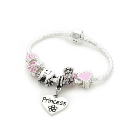 Children's Princess 'Pink Fairy Dream' Silver Plated Charm Bead Bracelet