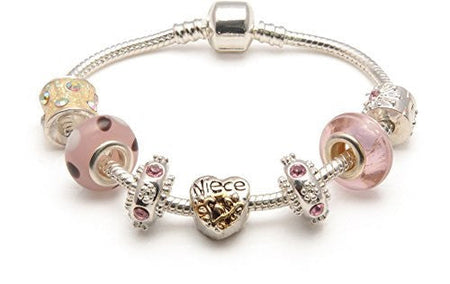 Aunt 'Pearl Lady' Silver Plated Charm Bead Bracelet