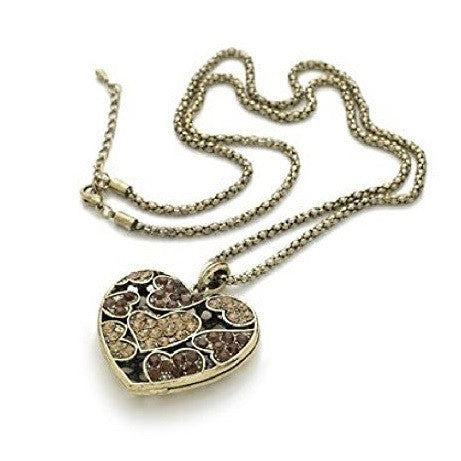 Gold Tone 'Dream Heart' Crystal Pendant Necklace