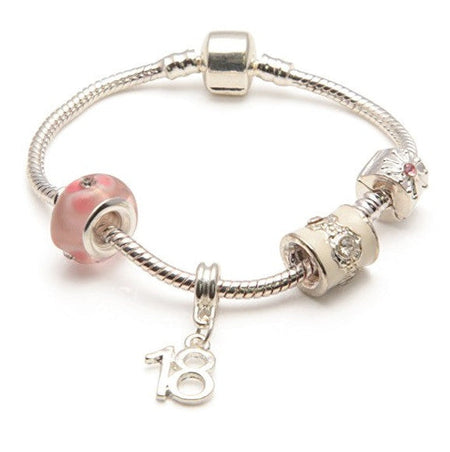 Age 18 'Silver Romance' Silver Plated Charm Bead Bracelet
