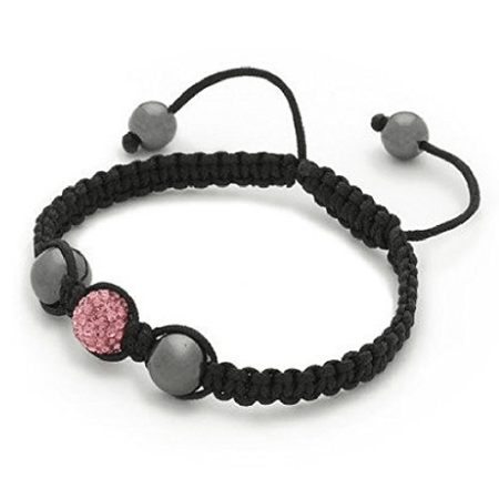 Liberty Charms 'Mayfair Duo Starlet' Pink Czech Crystal and Haematite Stretch Bracelet.