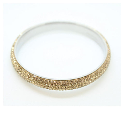 Stainless Steel & Czech 'Gold Sparkle' Gold and Silver Bangle/Bracelet