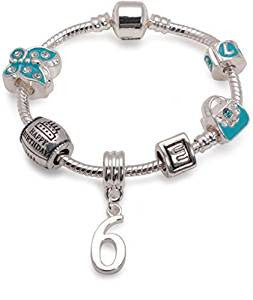 Children's 'Lovely Llama 6th Birthday' Silver Plated Charm Bead Bracelet