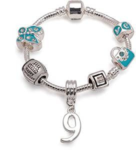 Children's Adjustable 'Happy Birthday To You - Age 11' Silver Plated Charm Bead Bracelet