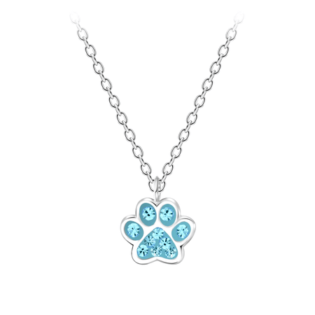 Children's Sterling Silver 'Black Paw' Pendant Necklace