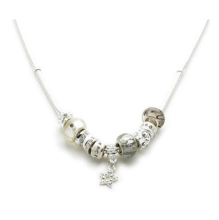 Silver Plated 'Cinnamon Swirl' Charm Bead Necklace