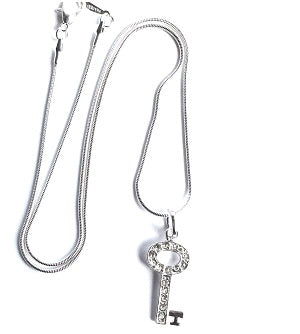 Diamante 'Key of the Door' Silver Plated Necklace