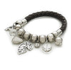 Heart Butterfly Leaf 'Silver Edge' Stretch Charm and Bead Bracelet