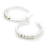 925 Sterling Silver Plated Designer Style Fashion 'Shapes' Beaded Hoop Earrings