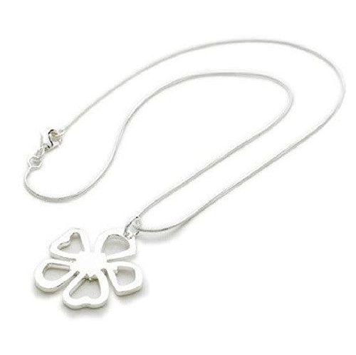925 Sterling Silver Plated Flower 'Silver Fleur' Pendant Necklace