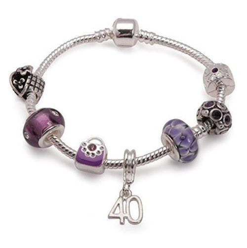 purple bracelet, 40th birthday gifts girl and charm bracelet gifts for 40 year old girl