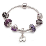 purple bracelet, 50th birthday gifts girl and charm bracelet gifts for 50 year old girl