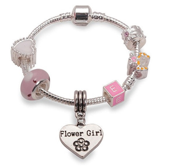 Children's Flower Girl 'Pink Sweetie' Silver Plated Charm Bead