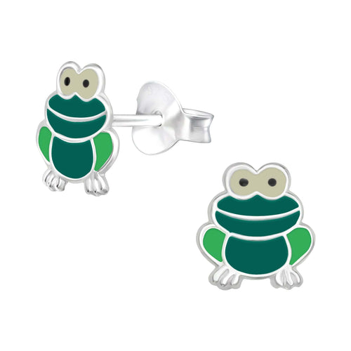 Children's Sterling Silver Frog Stud Earrings