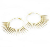 Designer Celebrity Style Gold Plated 'Mistress' Spike Hoop Earrings