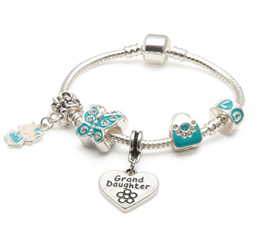 Granddaughter Blue cat charm bracelet