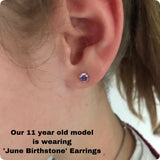 Children's Sterling Silver 'January Birthstone'  Stud Earrings