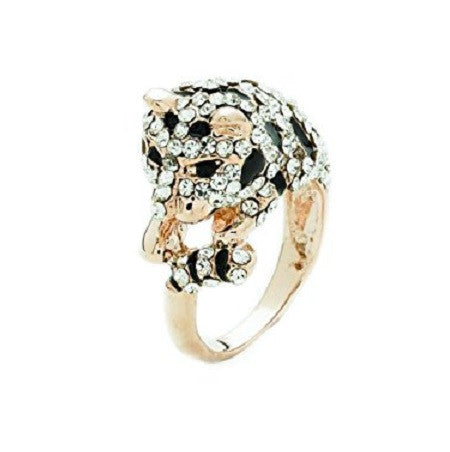 Designer Inspired Pale Gold and Crystal Diamante 'Done To Perfection' Cocktail Ring