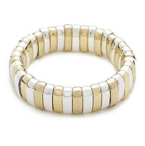 Designer Inspired 'Love' Gold & Sterling Silver Plated Stretch Bracelet