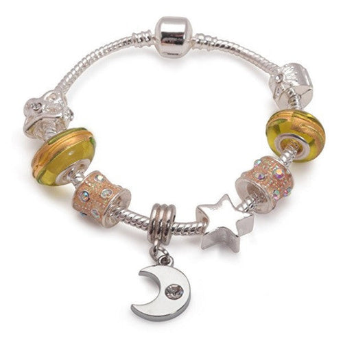 Twinkling Moon and star charm bracelet for girl, toddler, and children