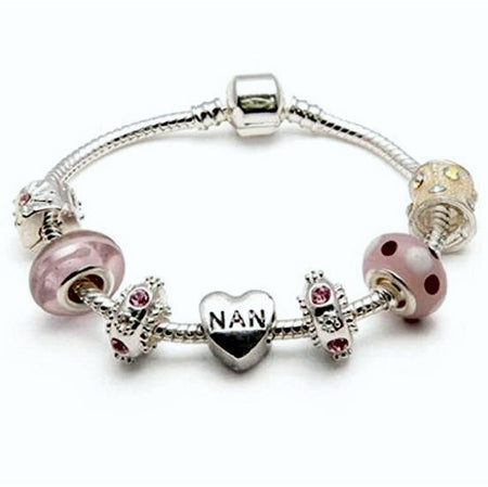 Nan 'Purple Rush' Silver Plated Charm Bead Bracelet