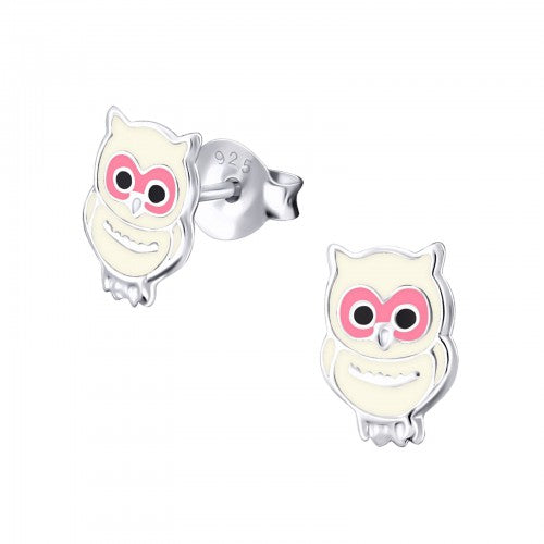 Children's Sterling Silver Owl Stud Earrings