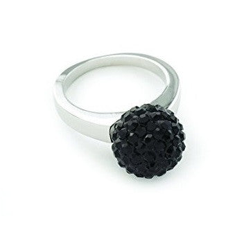Celebrity 'Seattle Dream' Sterling Silver Plated Gold 12mm Czech Crystal Disco Ball Ring