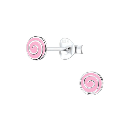 Children's Sterling Silver 'Rose Pink Glitter Ball'  Stud Earrings