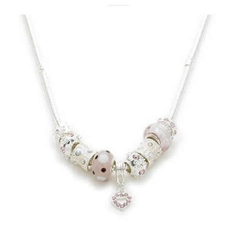 Silver Tone 'Hearts of Inspiration' Crystal Agate Diamante Pendant Leather Cord Necklace 41cm-49cm