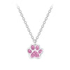 Children's Sterling Silver 'Pink Crystal Paw' Pendant Necklace