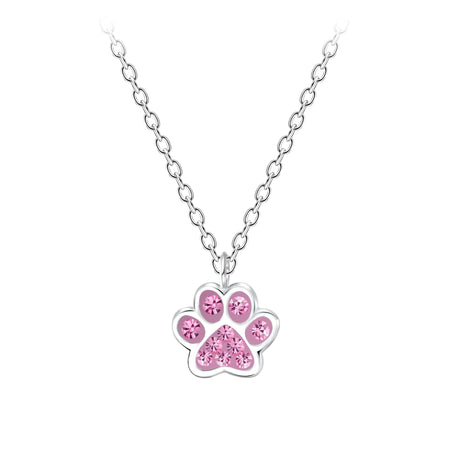 Children's Sterling Silver 'Cat With Blue Crystal' Pendant Necklace