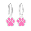 Children's Sterling Silver 'Pink Paw' Hoop Earrings