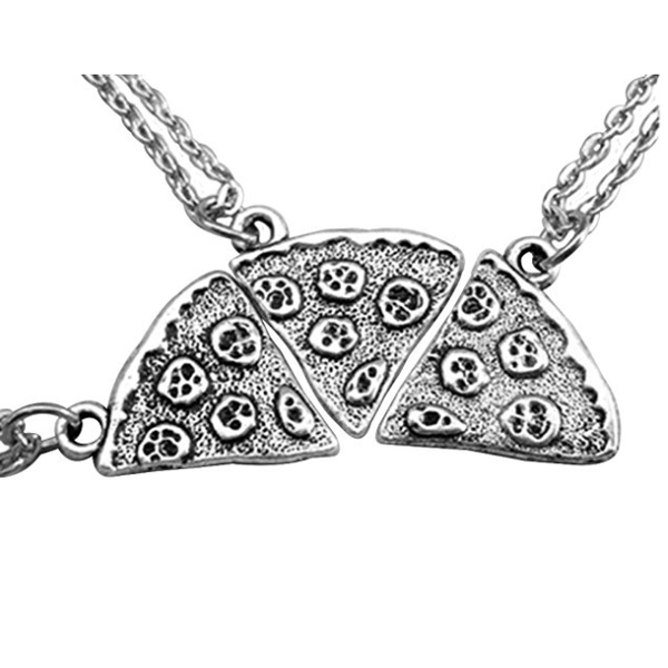 Children's Pizza Slice Pendant Silver Alloy Friendship Necklace