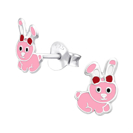 Children's Sterling Silver Crystal Bunny Rabbit Stud Earrings