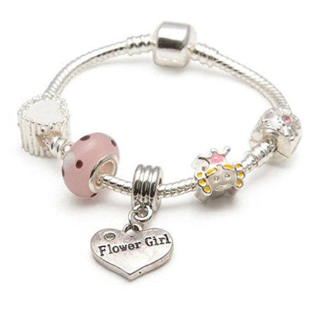 Children's 'Two Adjustable Flower Girl  Wish Bracelets/ Friendship Bracelets' with Presentation Card - Pink and Turquoise Blue