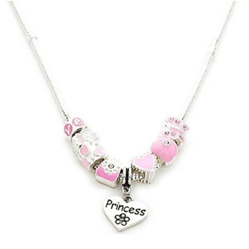 Children's Princess 'Pretty In Pink' Silver Plated Charm Bead Necklace