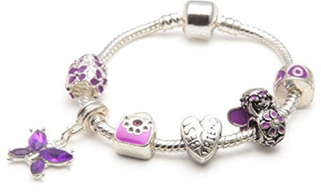 Children's Adjustable 'Pretty Purple Butterfly' Wish Bracelet / Friendship Bracelet