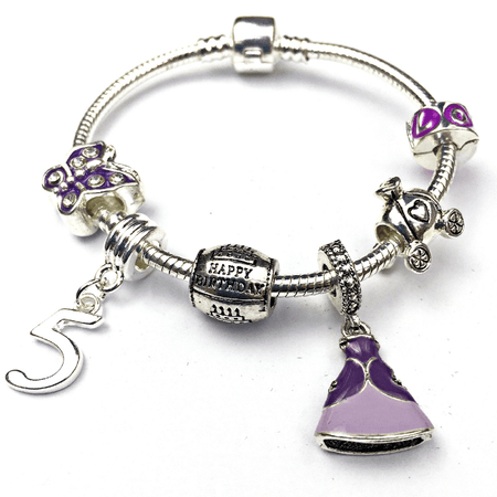 Children's Adjustable 'Happy Birthday To You - Age 12' Silver Plated Charm Bead Bracelet