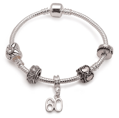 silver bracelet, 60th birthday gifts and charm bracelet gifts for 60 year old