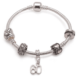 silver bracelet, 60th birthday gifts and charm bracelet gifts for 60 year old