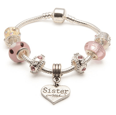 Aunt 'Pink Parfait' Silver Plated Charm Bead Bracelet