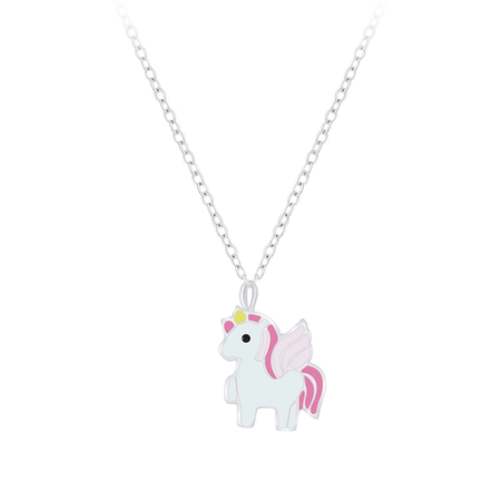 Children's Sterling Silver 'Pastel Unicorn' Pendant Necklace